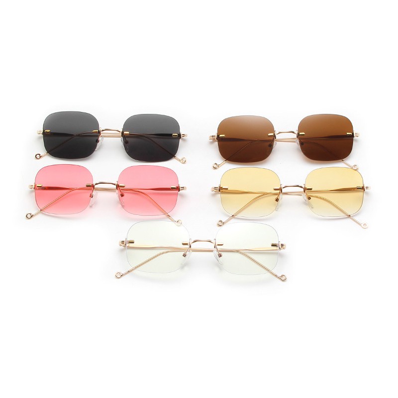 Fashion Rimless Sunglasses Metal Frame Shade Sun Glasses For Women