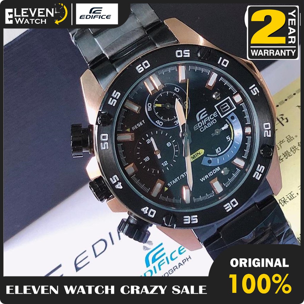 Jam Tangan Pria Edifice EFR-558 / EFR558 Stainless Black  Garansi 2Th