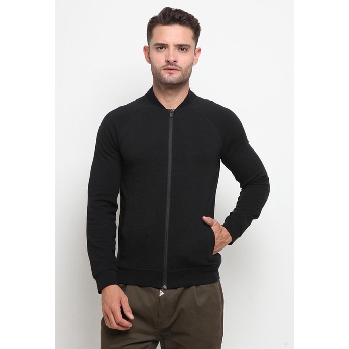 The Executive Knit Bomber Jacket 1-JKIKCT121E152 Black - S