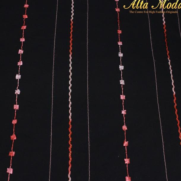 Katun Voile Hitam Motif Red Rope (Alta Moda)