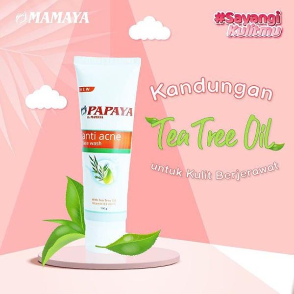 [BPOM] Facial Wash PAPAYA By Mamaya Brightening Face Wash | Anti Acne Face Wash 100ML | Pembersih Wajah Pepaya | Tea Tree Oil_Cerianti