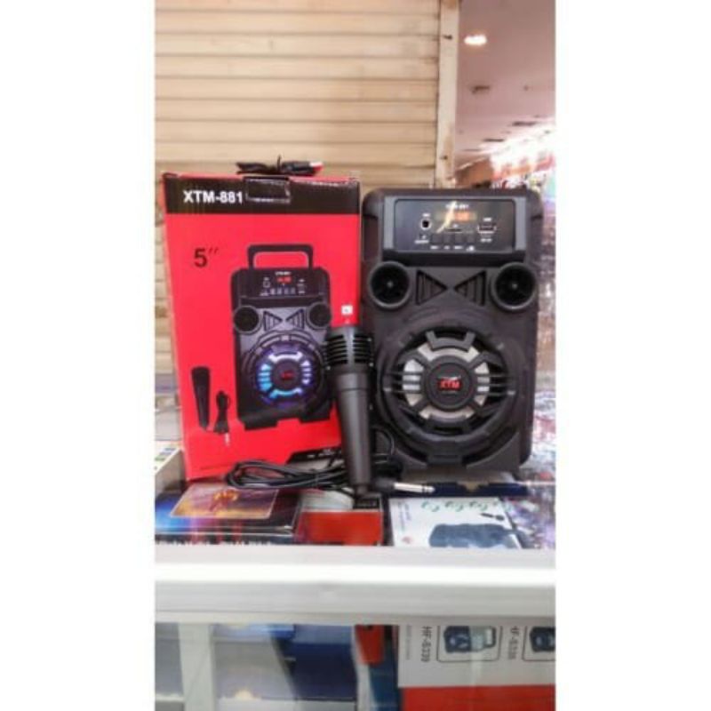 Speaker bluetooth bonus mic karauke xtm-881 speaker portabel 5inchi