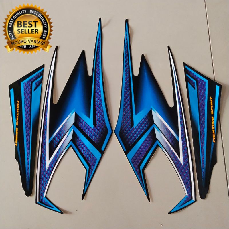 (COD) striping yamaha RX king tahun 2004 biru stiker les body motor full set  kualitas terbaik ter m