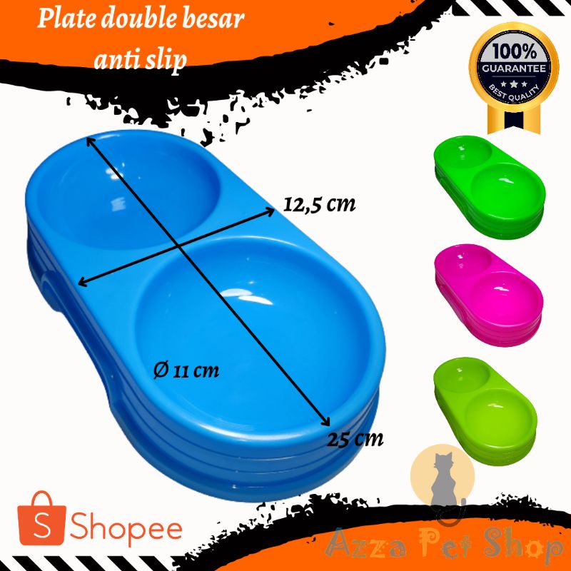 plate double anti slip/ wadah pakan dan minum hewan