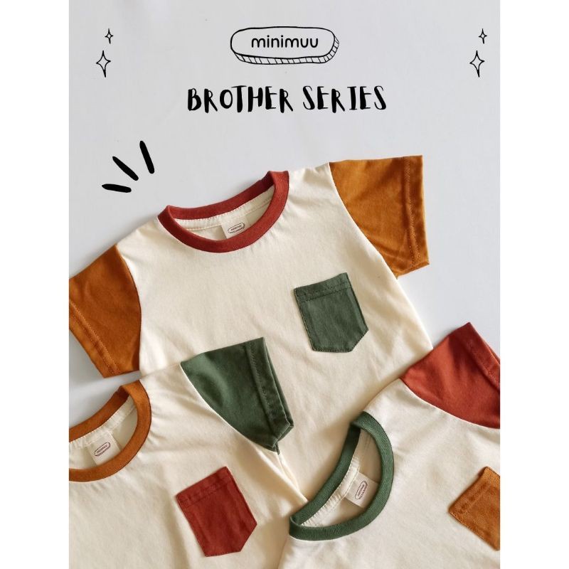 Minimuu Brother Series Original Kaos Anak Dan Bayi Kombinasi Warna 0-6 Th Setelan Celana Super Premium