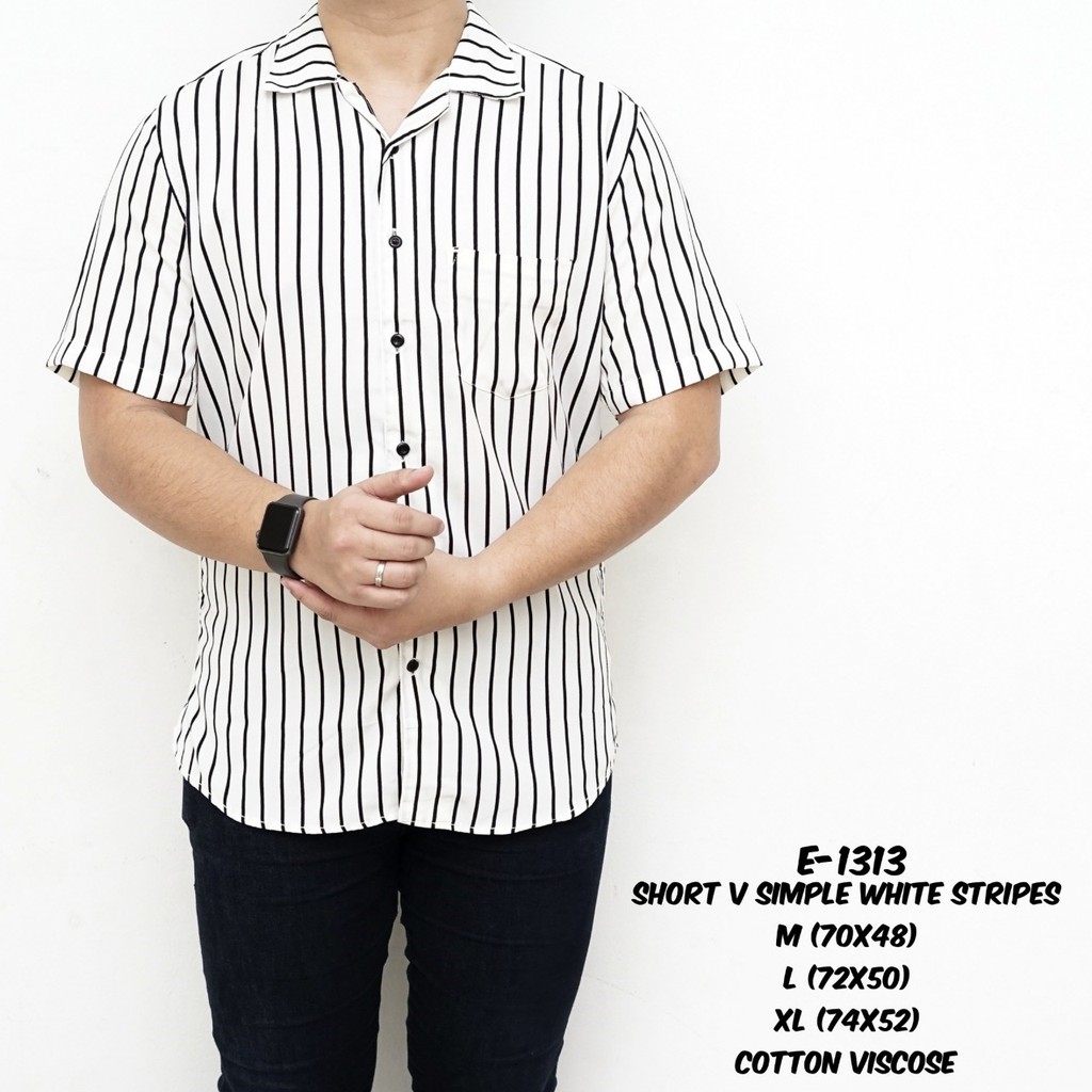 BAJU PRIA/COWOK KEMEJA SALUR GARIS STRIPE BELANG PREMIUM SLIMFIT LENGAN/TANGAN PANJANG/PENDEK