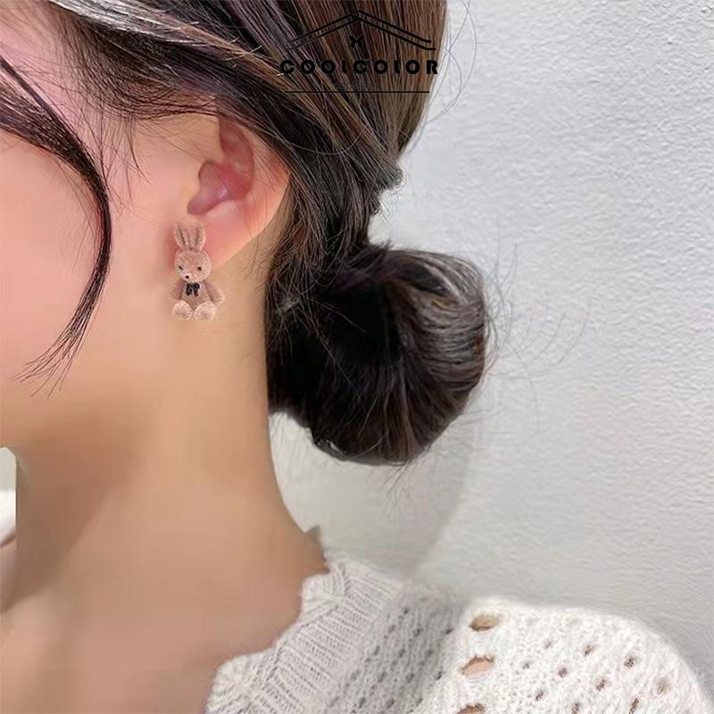 COD❤️ 1 Sepasang Anting Kelinci Berkelompok Kecil Sederhana Semua Pertandingan Anting Musim Gugur Musim Dingin Wanita- cl