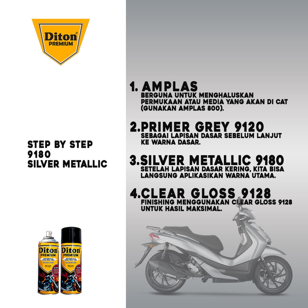 Cat Pilox Diton Premium 9180 Silver Metallic perak 400ml pilok pylox