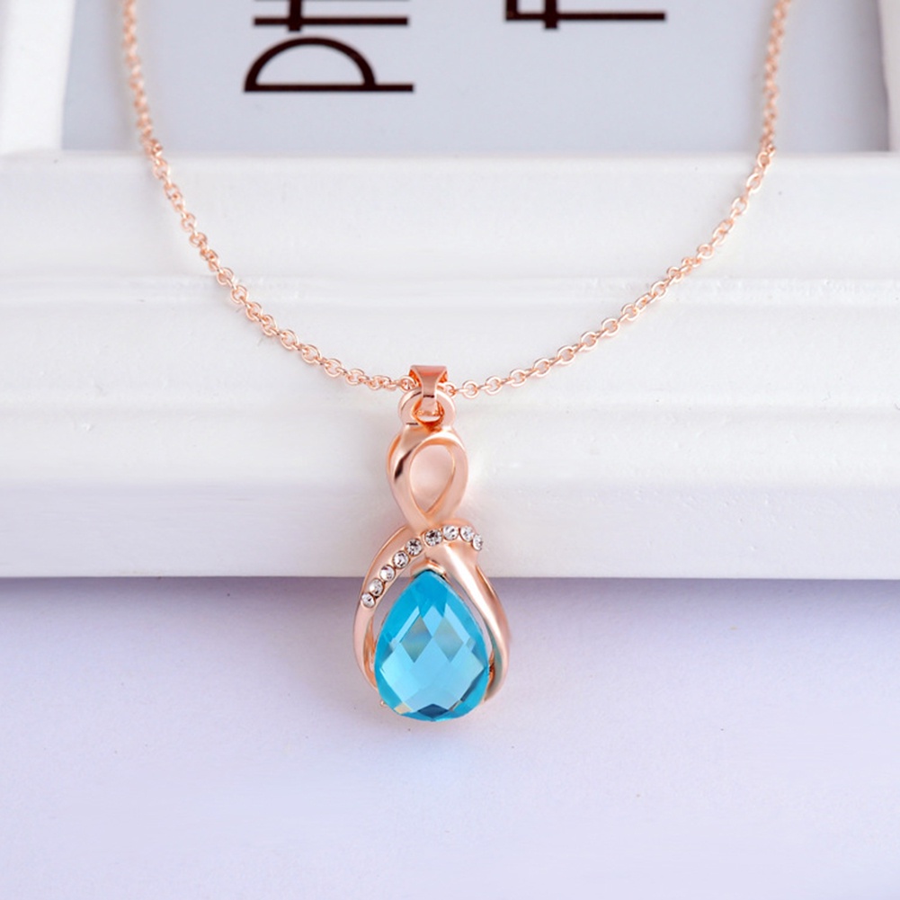 Hu Hu Hu Hu Hu Alat Bantu Pasang Kacamata♡ Kalung Rantai Dengan Liontin Bentuk Tetesan Air Opal Aksen Berlian Imitasi Untuk Wanita