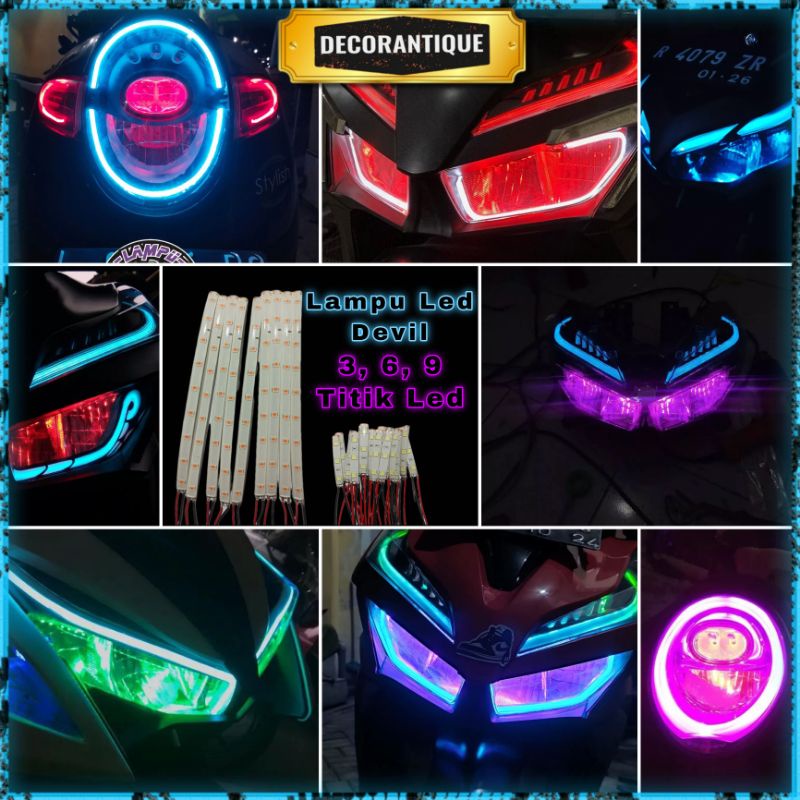 Lampu Led Devil/Demon Motor Mobil 3, 6, 9 Titik / Led DRL / Beat / Vario / Aerox / Scoopy / Nmax /Aes / Running / 2 mode / Aes / RGB / Remote / Super terang / Termurah / Murah