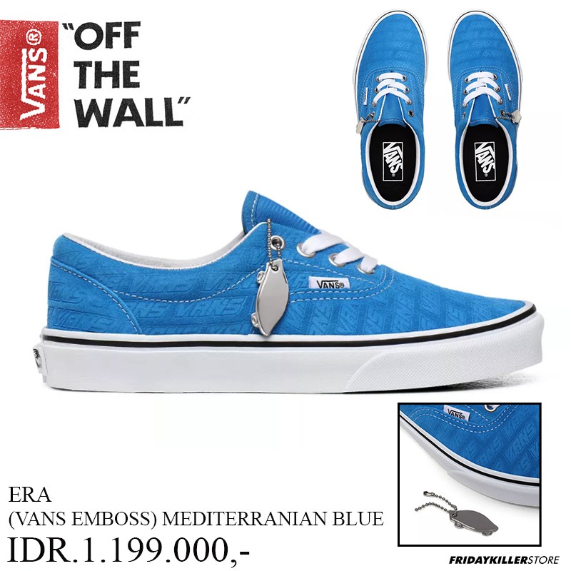 SEPATU VANS OFF THE WALL | ERA VANS EMBOSS MEDITERRANIAN BLUE