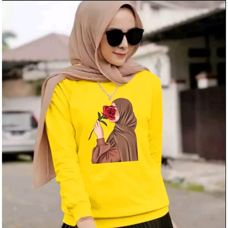 ACE - KAOS WANITA ( MAWAR ) KAOS HIJAB WANITA LENGAN PANJANG MODEL TERBARU