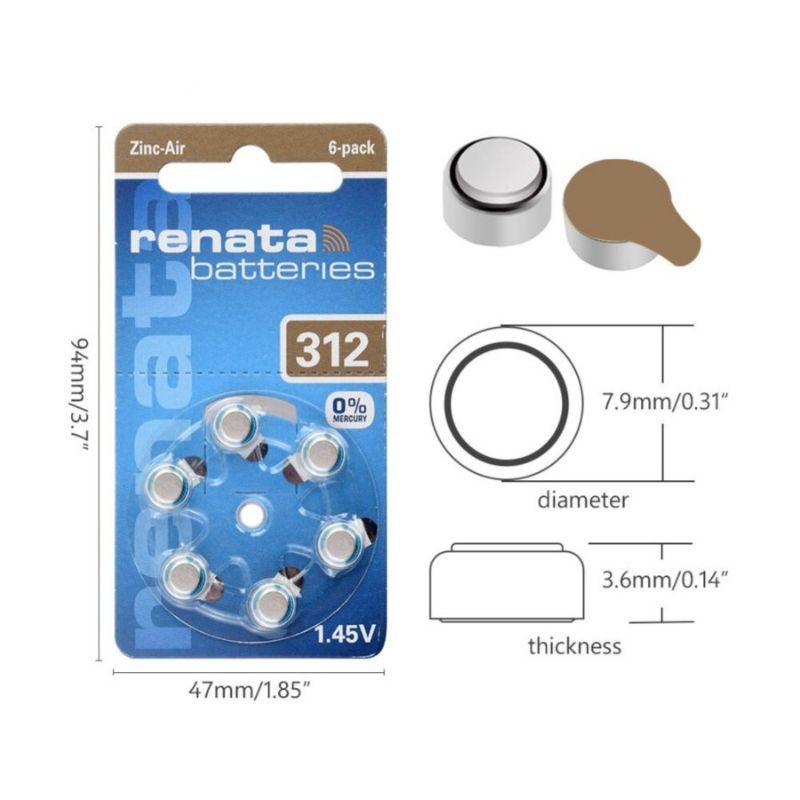 RENATA ZA 312 HEARING AID BATTERY