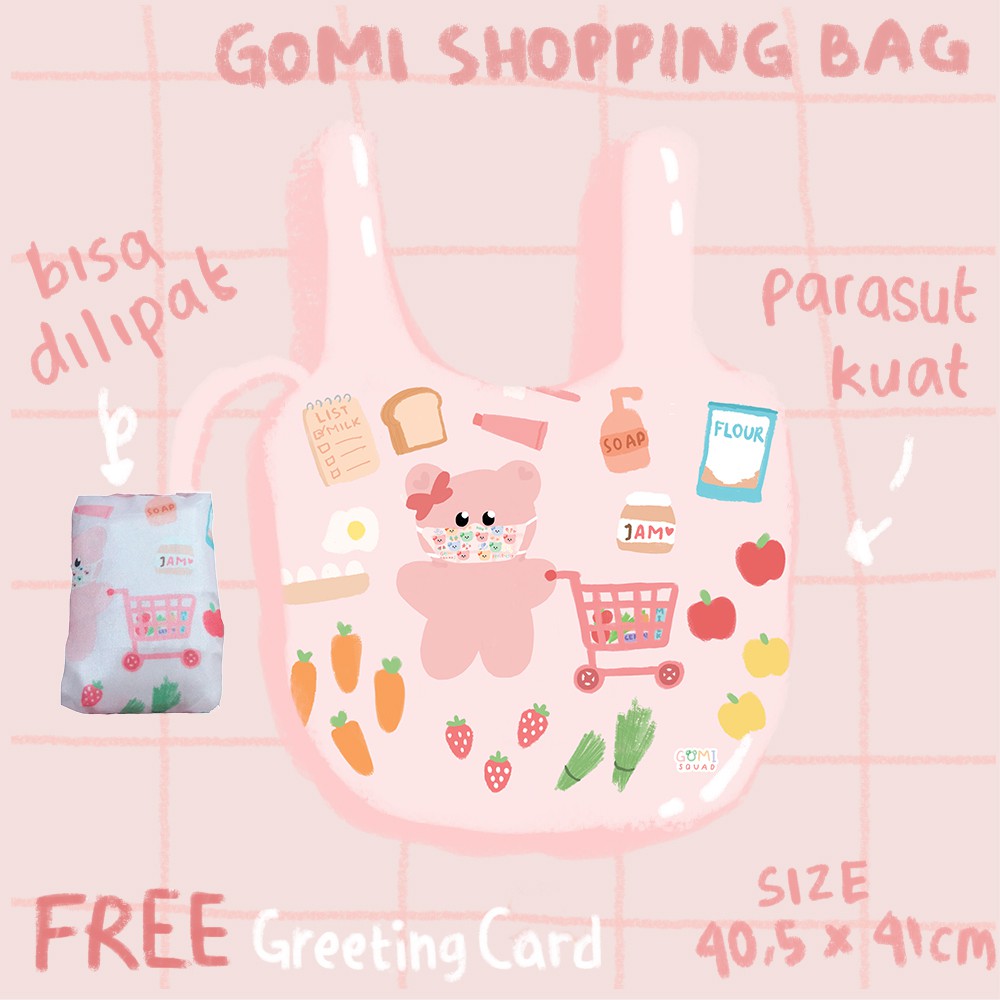 

[FREE POSTCARD] GOMI SHOPPING BAG | TAS BELANJA KARAKTER | ECO BAG LUCU