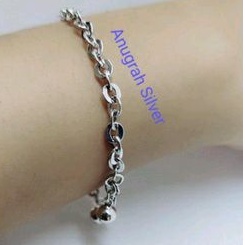 (COD) GELANG TANGAN PERAK WANITA SILVER 925 LAPIS EMAS PUTIH NORI POLOS+2KERINCINGAN