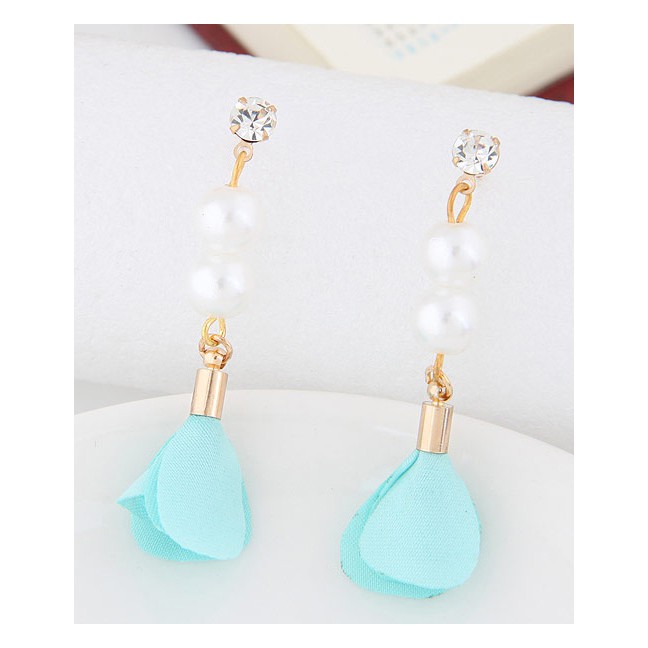 LRC Anting Tusuk Elegant Pearl&amp;diamond Decorated Flower Pure Color A4939X