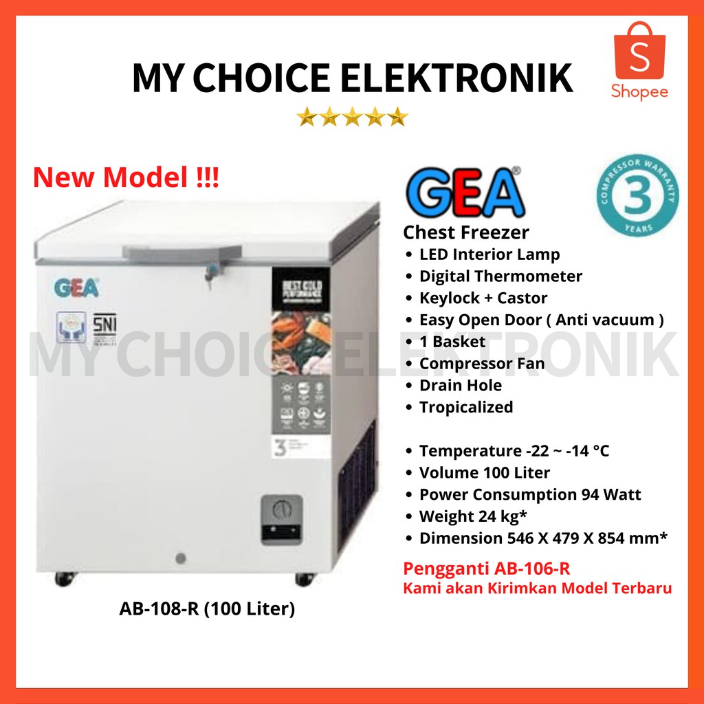 GEA Chest Freezer AB-108-R / AB-108 R (100 Liter)