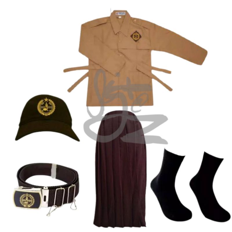 Setelan Pramuka SD Cewe Panjang + Topi