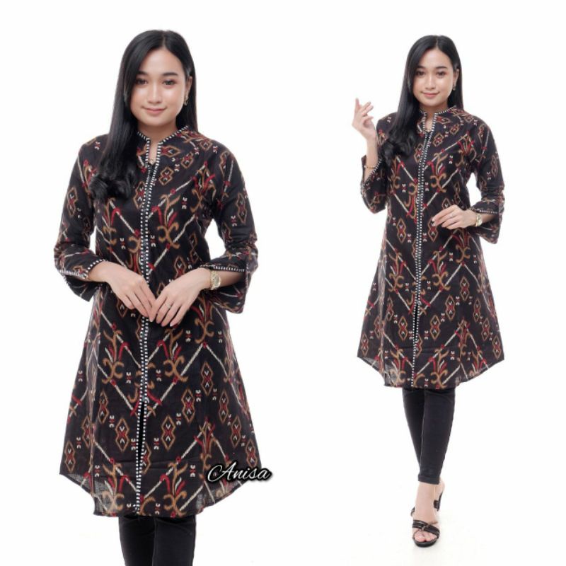 Batik wanita ASJ SA HRB026 Kenongo Kemeja Tosca Pendek-08