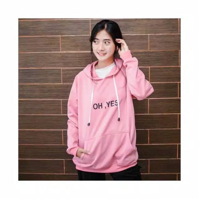 Sweater oh yes sweater wanita kekinian jaket hoddie fashion remaja