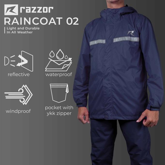 Jas Hujan Motor Raincoat Anti Rembes Razzor Original - Random Warna, M