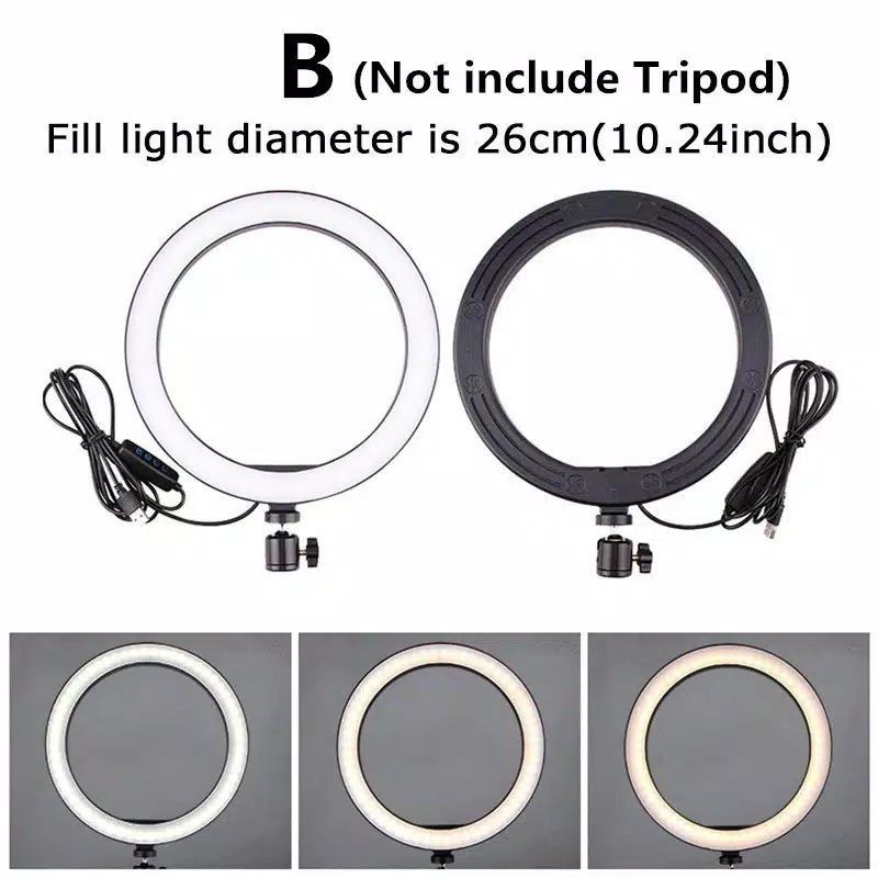 RING LIGHT LED 26CM. MAKE UP/VLOG.LAMPU TRIPOD 3161