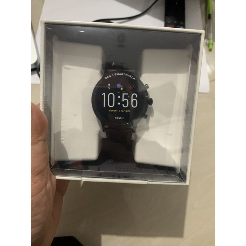 READY NWT FOSSIL Q SMARTWATCH HR DARK BROWN LEATHER GEN 5 FTW4026