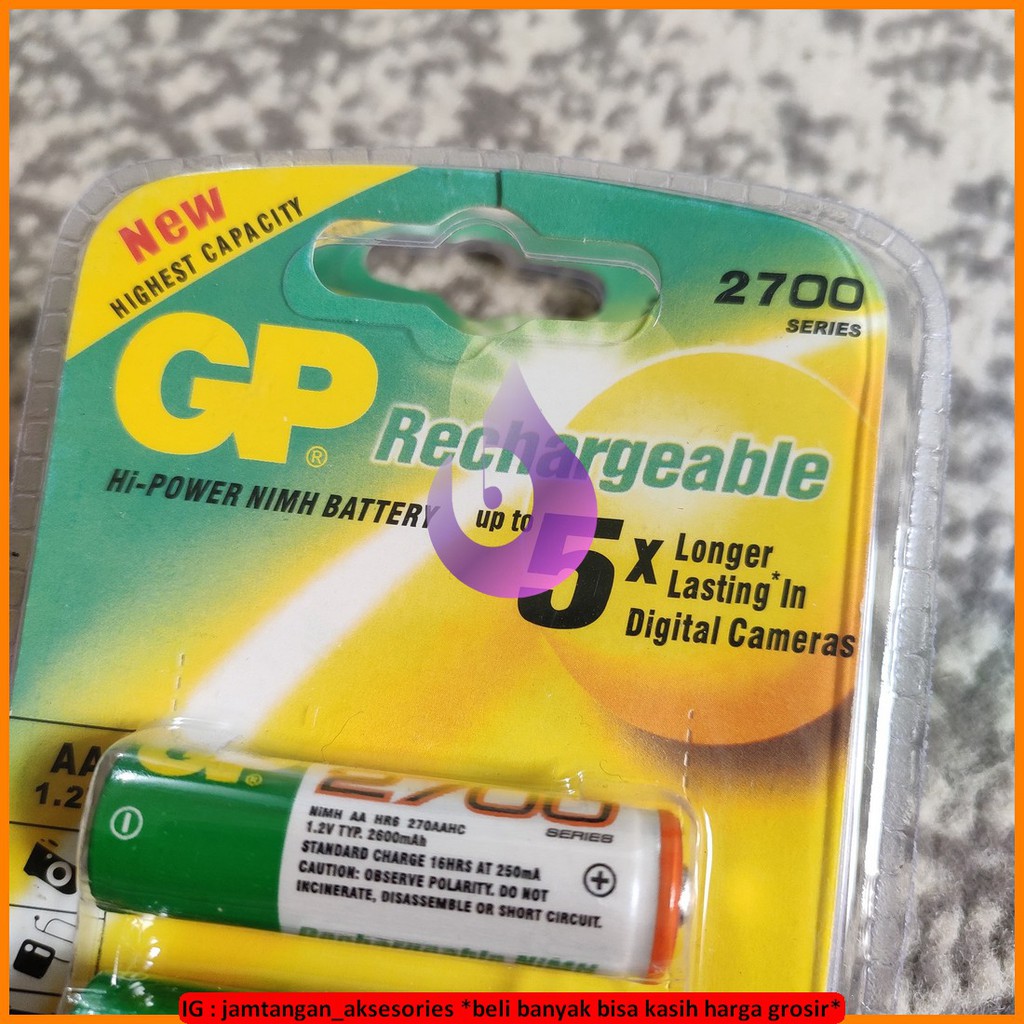 ASLI batu Battery baterai A2 AA GP 2700 isi ulang Rechargeable