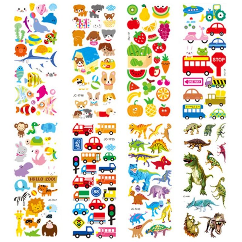 Mary 20 Pcs Kartun Puffy Stiker Penghargaan Sekolah Diary Dekorasi Pre-cut Reusable Kids Gift