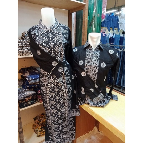 SETELAN BATIK SONGKET PALEMBANG HITAM SILVER