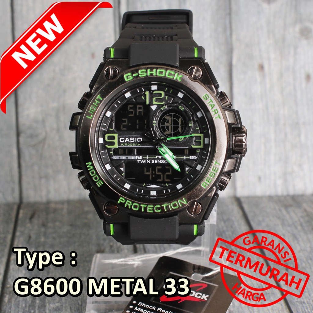 EDISI TERBATAS  G-Shock Casio G8600 Metal besi , Jam tangan pria mewah dual time digital murah