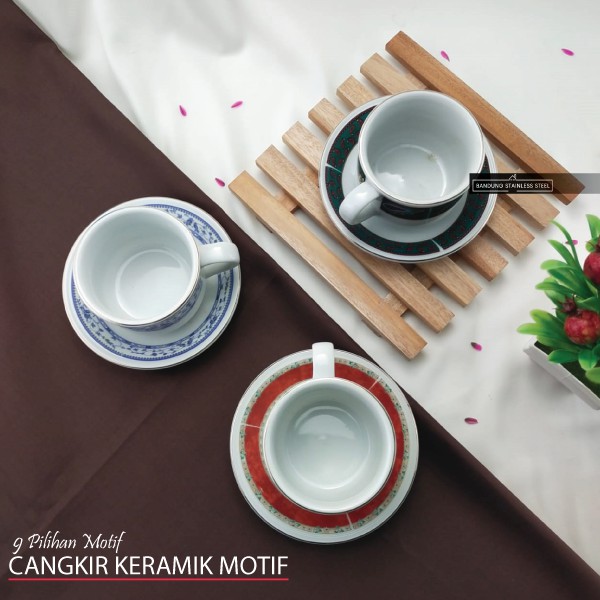 Cangkir Keramik SNI merk Sango 9 Motif Warna Cantik Gelas Minum Teh Kopi Susu