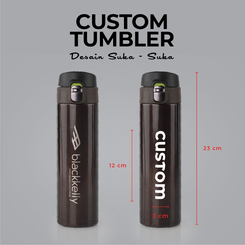 Tumbler Grafir Custom Nama Botol Minum Kopi Stainless Steel Led Suhu