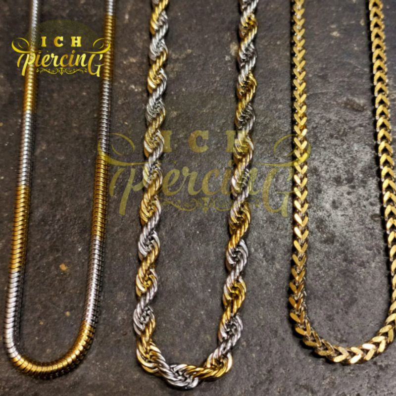 Kalung titanium pria/ kalung titanium anti karat warna kombinasi 70CM