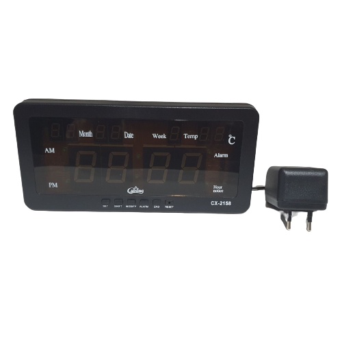 Jam Digital LED Biru Kalender Temperature Alarm Dinding Clock Caixing CX2158