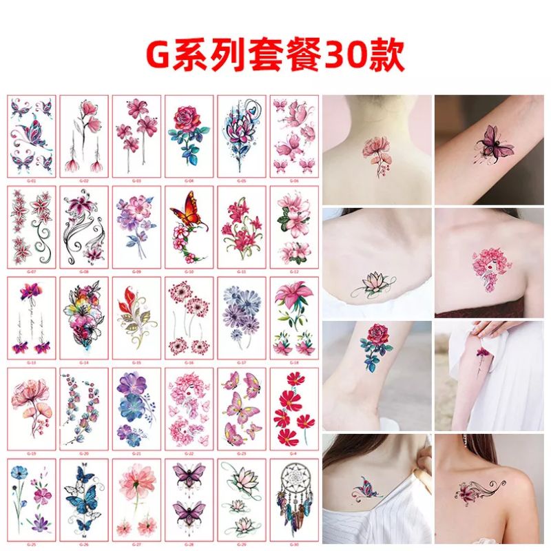 30 pcs/set hot Wanita Anak 3D Colorful Tahan Air Tubuh Bibir Seni Lengan DIY Stiker