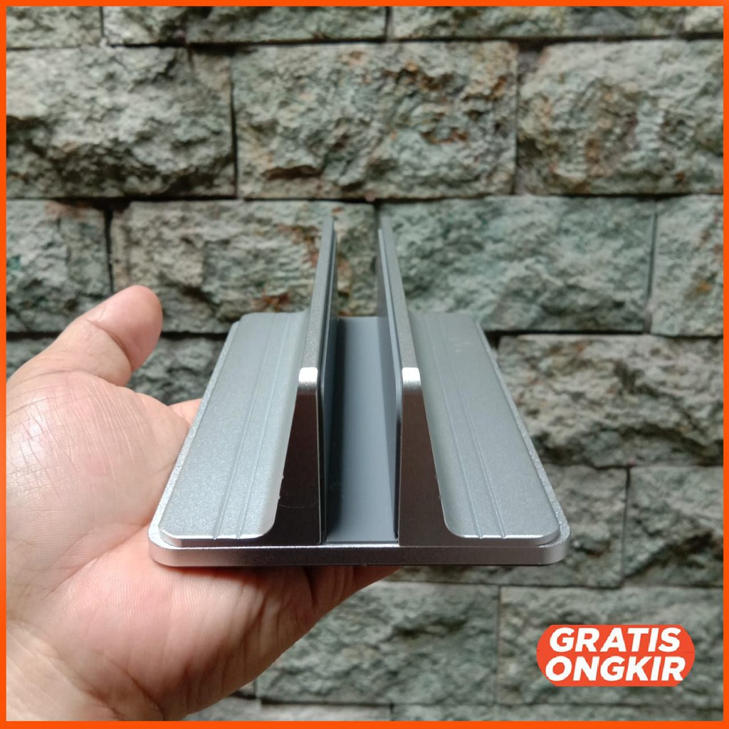 Dudukan Laptop Vertical Stand Holder Alumunium Adjustable