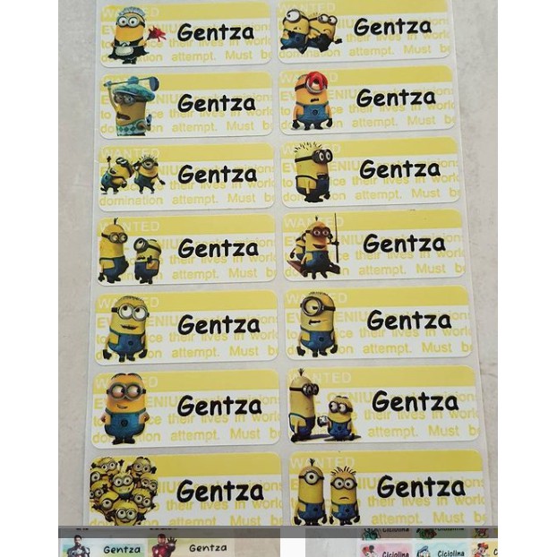 

Minion Label nama sticker label name waterproof