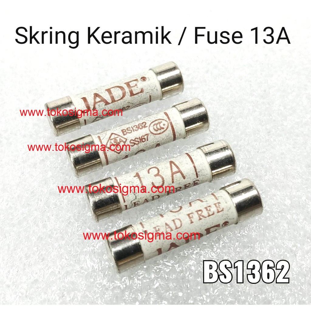 4pcs Fuse Sekring 13A Keramik 625 BS1362 Skring Colokan Steker AC UK kaki 3