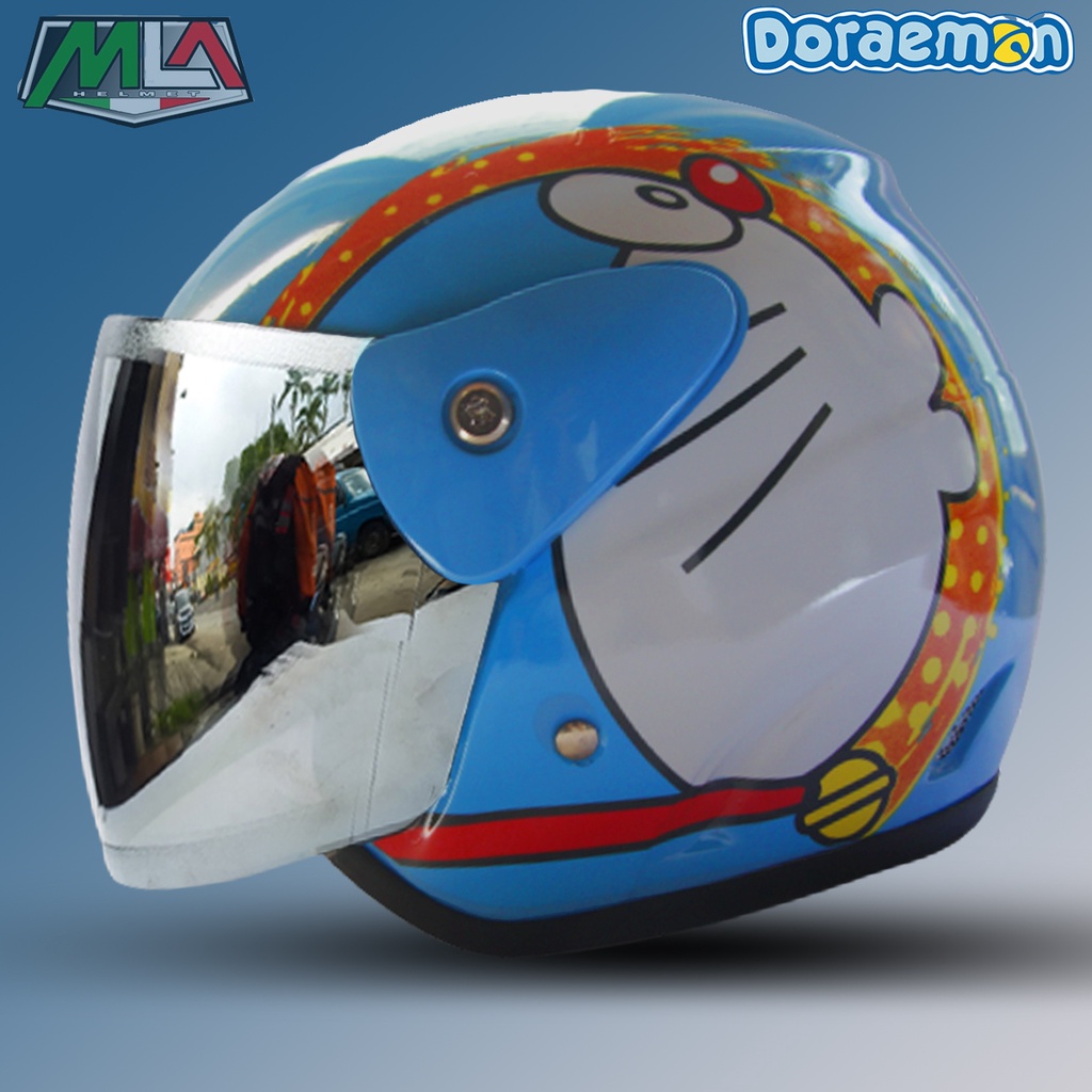 HELM HALF FACE EVOLUTION HELM WANITA DEWASA MOTIF DORAEMON MURAH SEPERTI HELM GM ORIGINAL COD