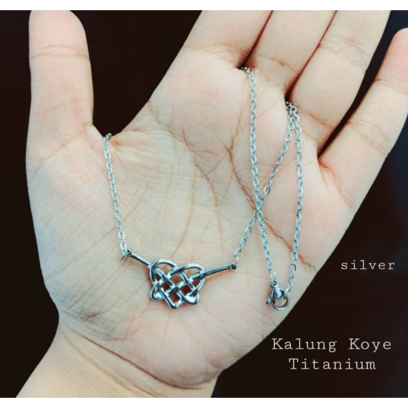 KALUNG TITANIUM VIRAL MODEL IKATAN CINTA 50 CM WARNA SILVER