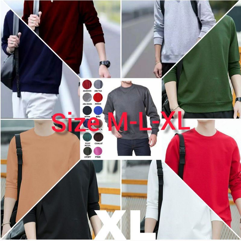 COD/DS1/BAJU SWEATER BASIC POLOS ( M-L-XL )