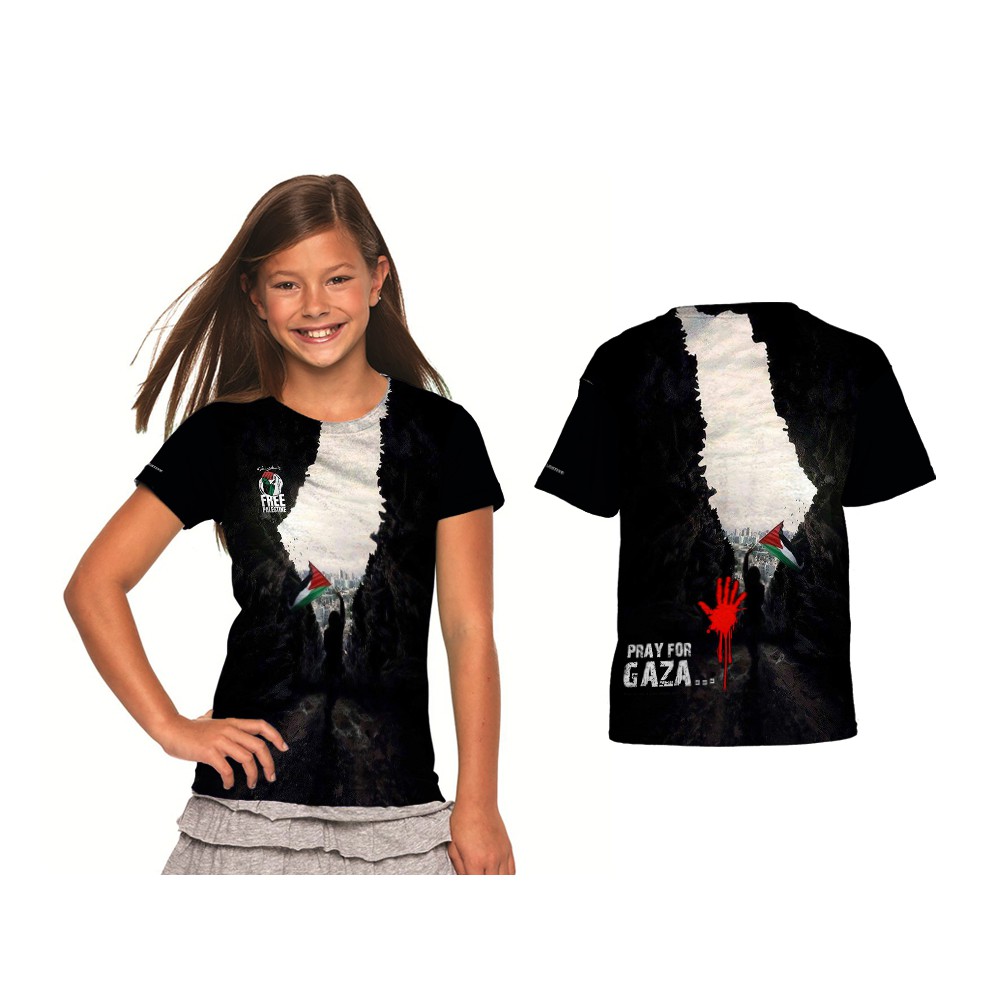 Kaos Anak T-Shirt Baju Palestina Indonesia 06 Free Palestine Gaza Custom Full Print