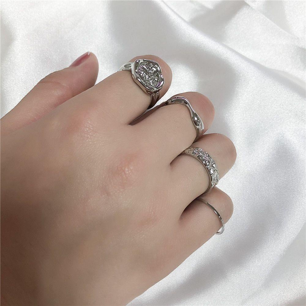 Mxbeauty Set Cincin Koin Geometris Vintage Punk Bersama Cincin Alloy Hip Hop Wanita Ring