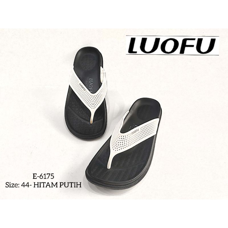 sandal jepit merek LUOFU - 44/ hitam putih