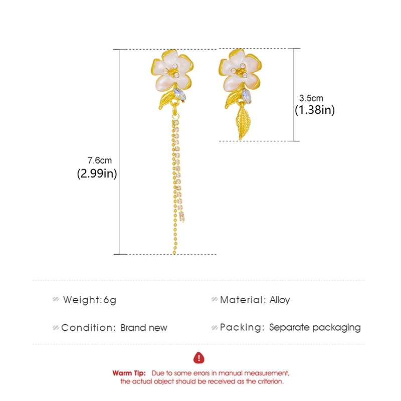 Anting Asimetris Bentuk Bunga Camellia Geometris Untuk Wanita