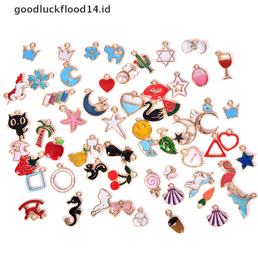 [OOID] 30PCS/Set Enamel Animal Moon Star Fruit Charms Pendant DIY Craft Jewelry Making ID