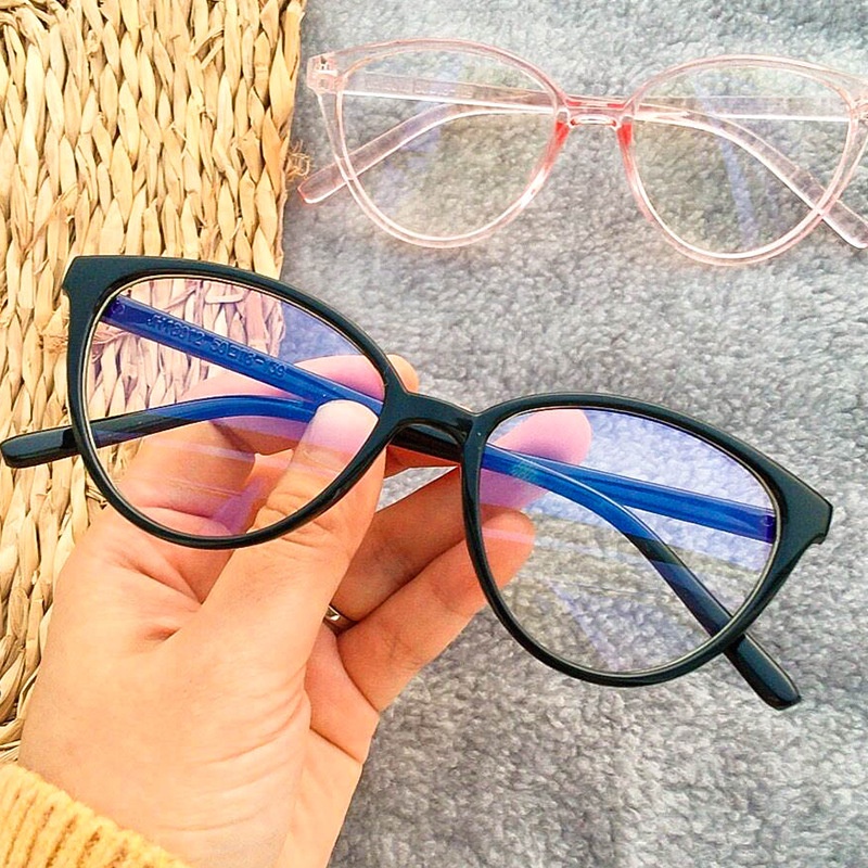 (YUZHU) Kacamata Gaya Busana Korea Untuk Wanita Retro Cat Eye Frame Kacamata Untuk Wanita/Pria