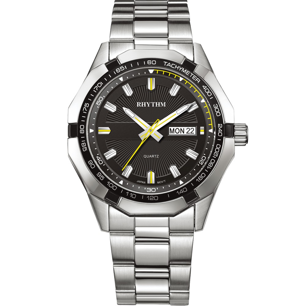 JAM TANGAN PRIA RHYTHM G1407 S04 G1407S04 ANALOG STAINLESS STRAP SILVER