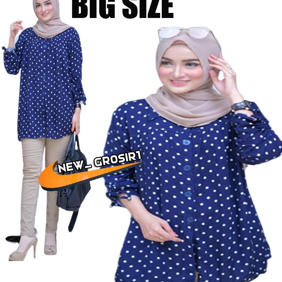 LANGSUNG ATC.. Tunik polkadot super jumbo ld 120 wanita lengan panjang kekinian 2022
